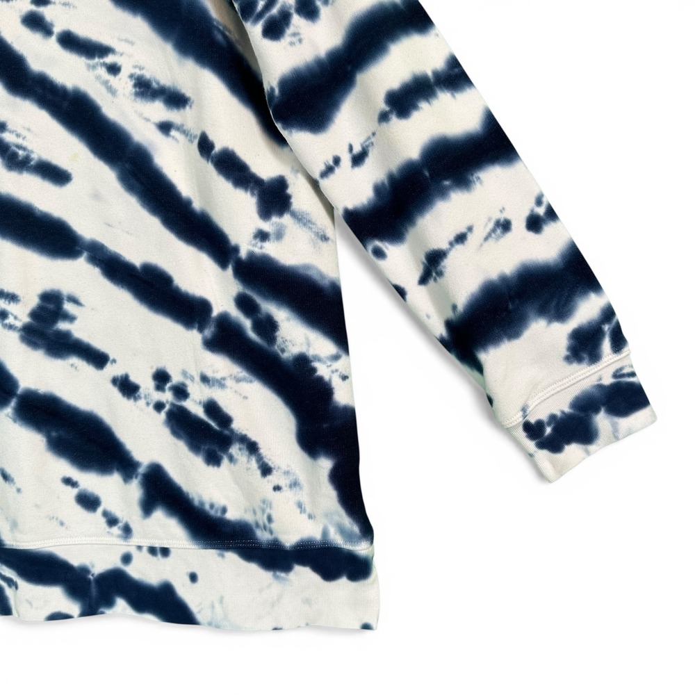 Lands End Sweatshirt Serious Sweats Tie Dye Crewneck Navy White Larg Tal 14 16 - Picture 5 of 11
